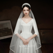 Mist canopy bridal headdress 2020 new vintage forest satin bread-edged female wedding veil travel shoot