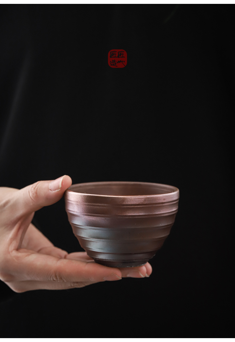 Patrick ho chi - ping firewood coarse pottery tea light boring grain cup checking ceramic kung fu tea cups with high temperature glaze firewood master CPU