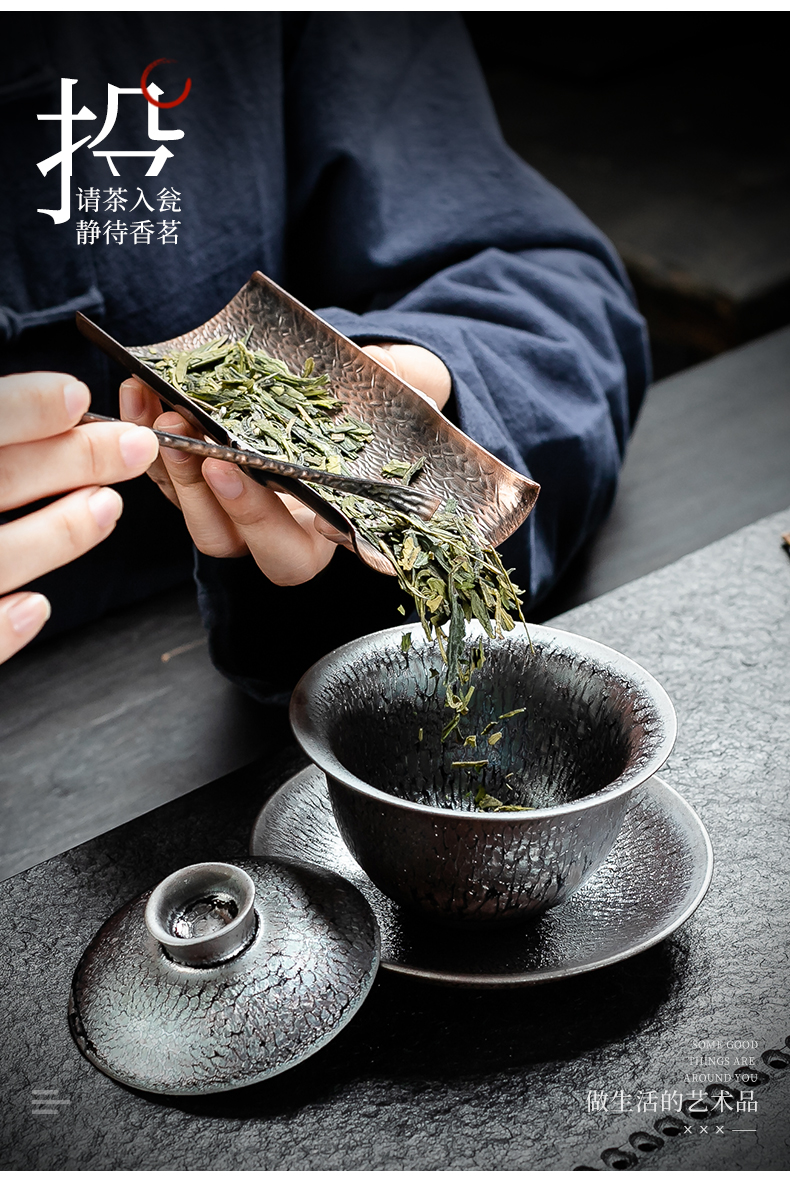 Master hand made temmoku variable size only three tureen ceramic iron tire worship kunfu tea tea bowl bowl tea bowl