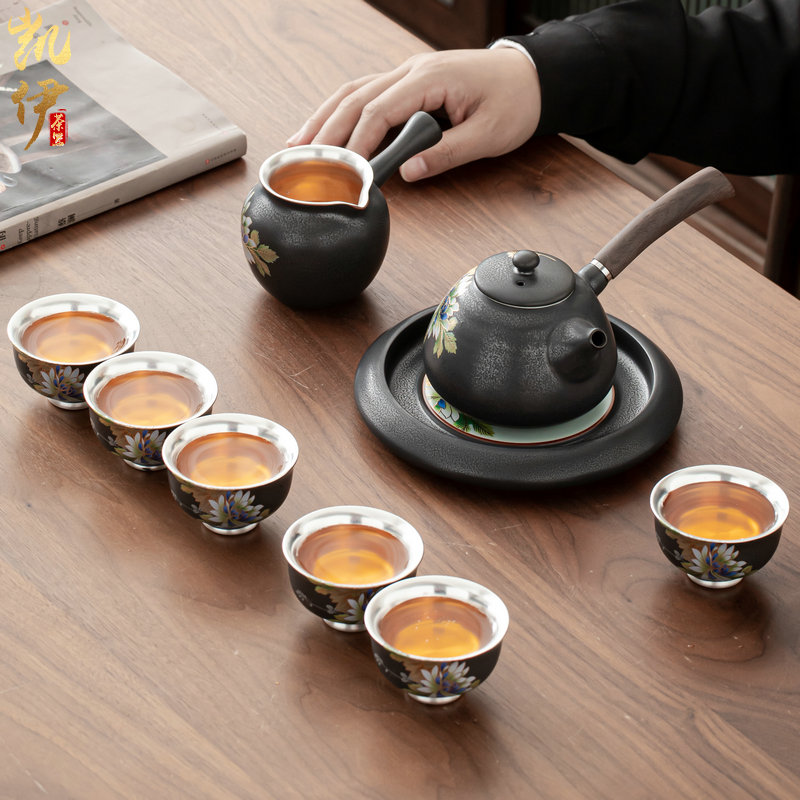 Elegant coagulation sweet side put as the coppering. As silver suit household jingdezhen ceramic tea set which make tea cup office gift boxes