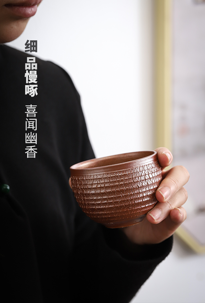 He Zhi - manually pull embryo firewood compensated boring cup coarse pottery cups personal single cups of tea cup, ceramic tea set the master