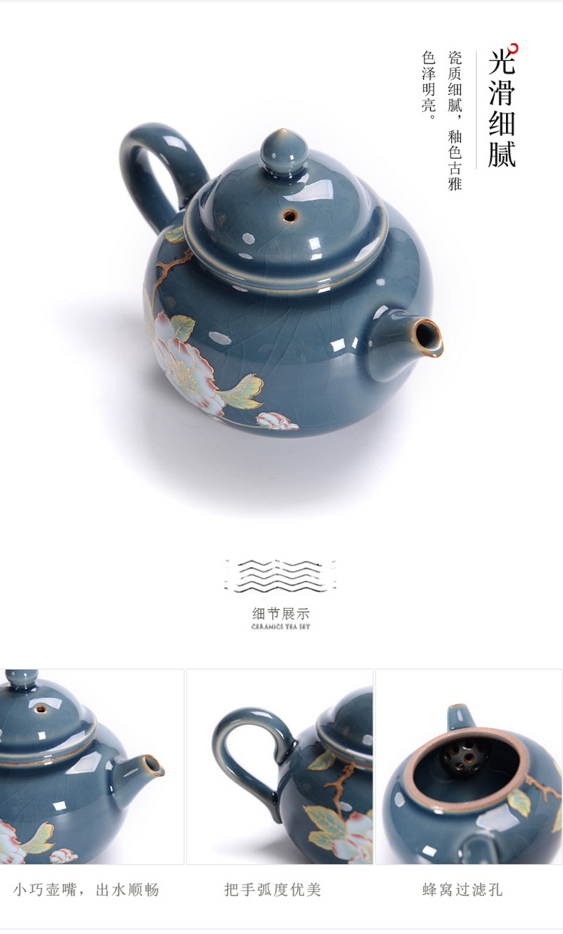 Black pottery, stole home kung fu tea set jingdezhen ceramic teapot teacup tureen tea tea service office