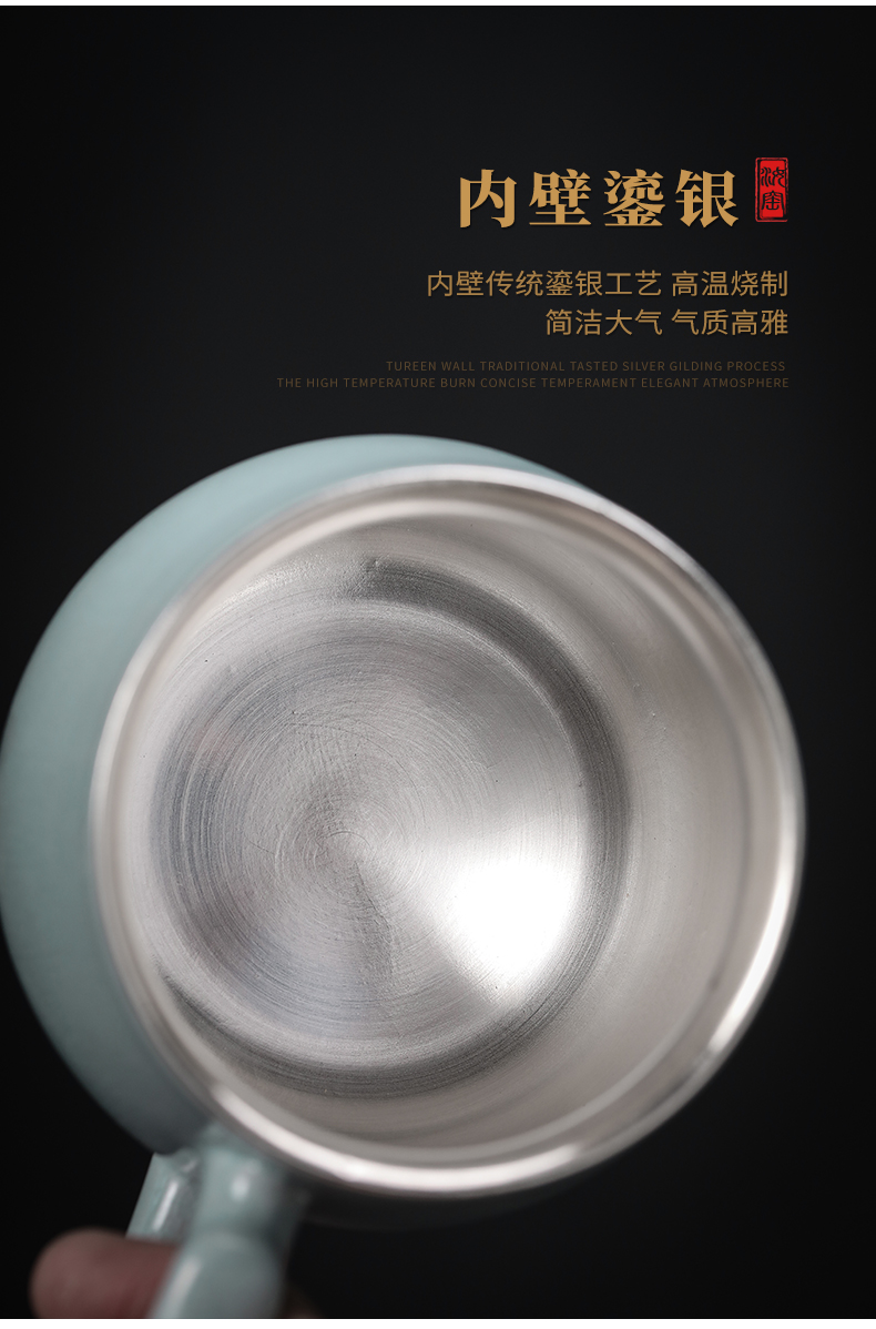 Azure office cup your up coppering. As 999 silver dragon Xiu cup tea cup silver cup 4 times jingdezhen ceramic cups