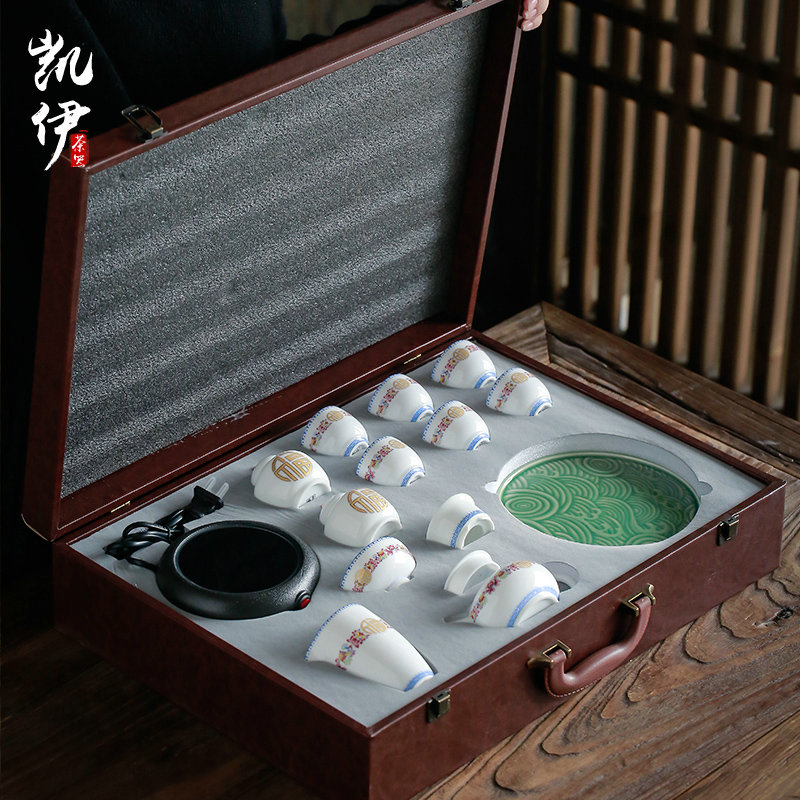 Kate colored enamel porcelain kung fu tea sets jingdezhen tea teapot tureen tea set a complete set of three