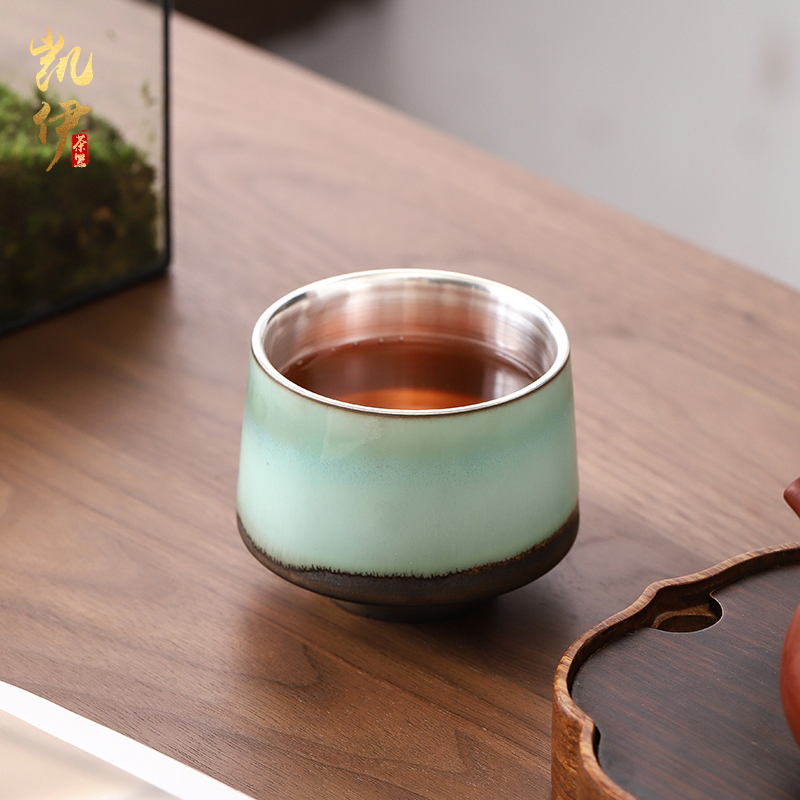Up coppering. As 999 silver cup kung fu tea set sample tea cup individual household ceramics cup gradient master cup silver cup