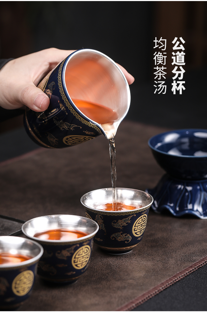 Ji LanShuangXi rimmon coppering. As silver kung fu tea set jingdezhen ceramic tea set tureen tea home the teapot