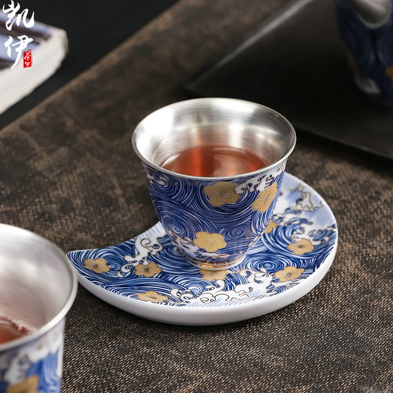 Enamel playmates toys empty coppering. As 999 silver cup of jingdezhen ceramic sample tea cup tea master cup personal cup silver cup