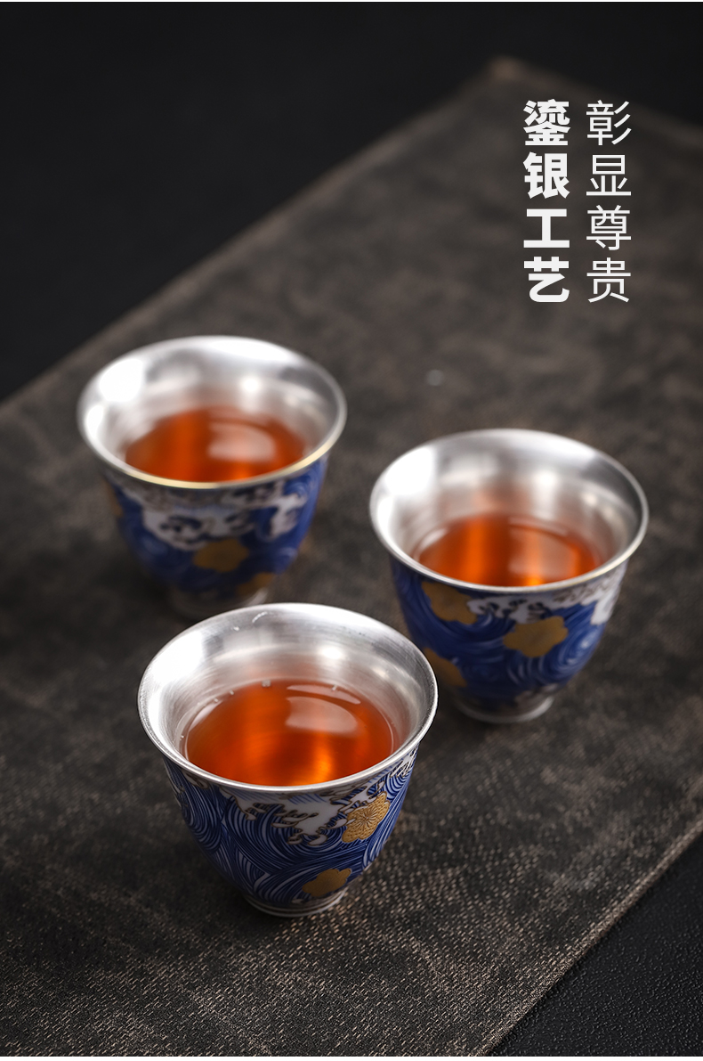 Enamel playmates toys empty coppering. As 999 silver cup of jingdezhen ceramic sample tea cup tea master cup personal cup silver cup