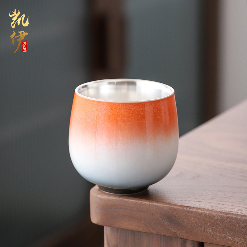 Up coppering. As 999 silver cup kung fu tea set sample tea cup individual household ceramics cup gradient master cup silver cup