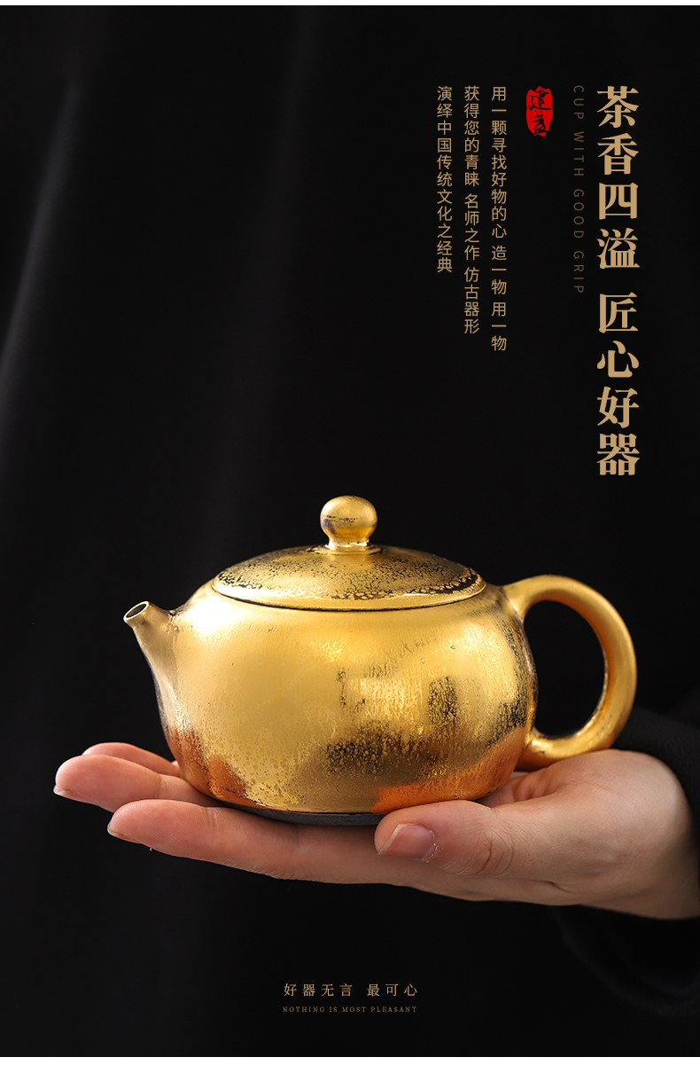 Zeng, Guangxu gold of firewood temmoku built one single pot of ceramic teapot household pure manual ball hole, xi shi pot teapot