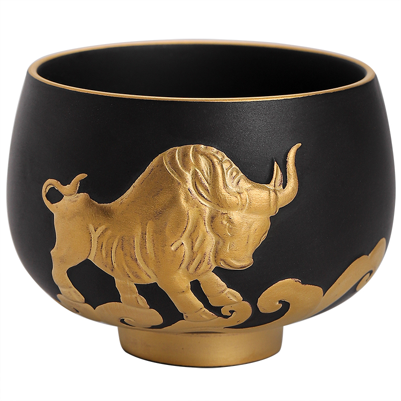 Gold purple cattle turned things around the sample tea cup large master cup kongfu master cup tea cup tea individual cup