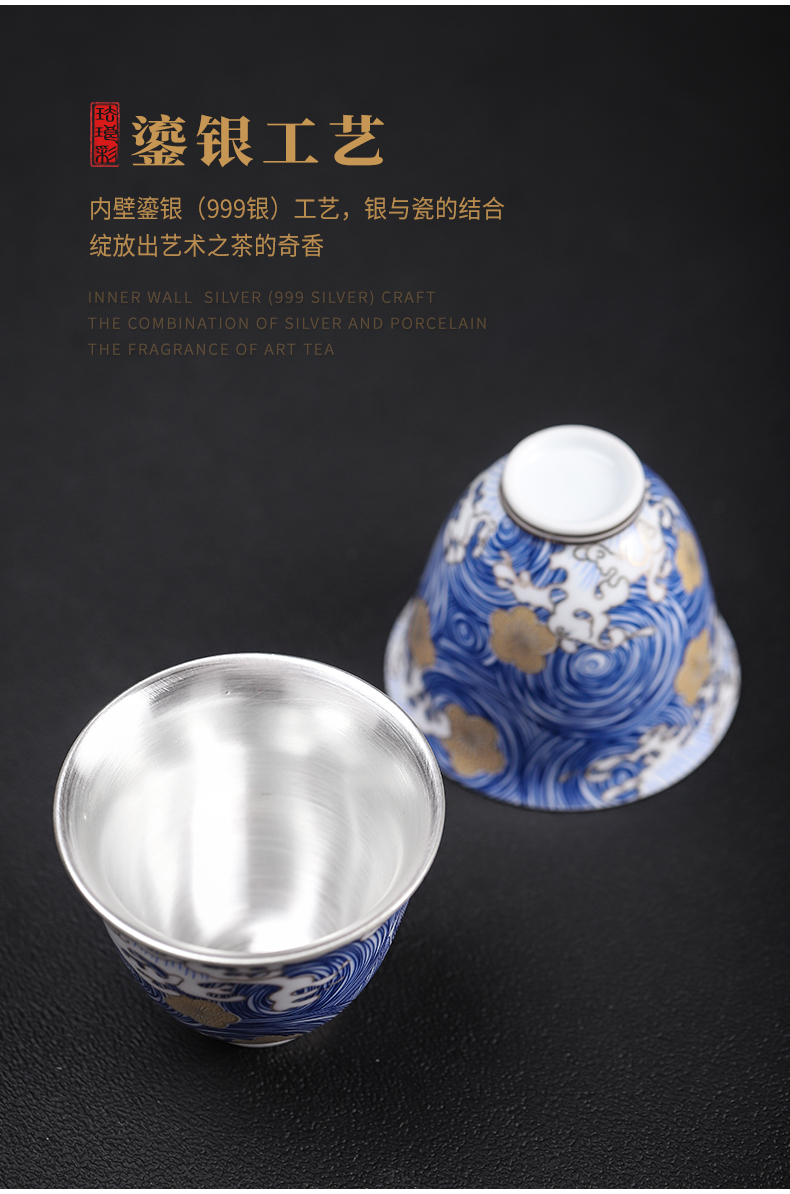 Enamel playmates toys empty coppering. As 999 silver cup of jingdezhen ceramic sample tea cup tea master cup personal cup silver cup