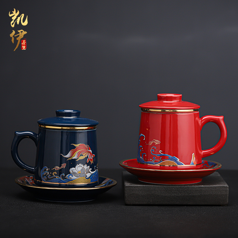 Chinese red brocade carp coppering. As silver 999 office a cup of tea cup of jingdezhen ceramic cup to ultimately responds a cup of tea cups