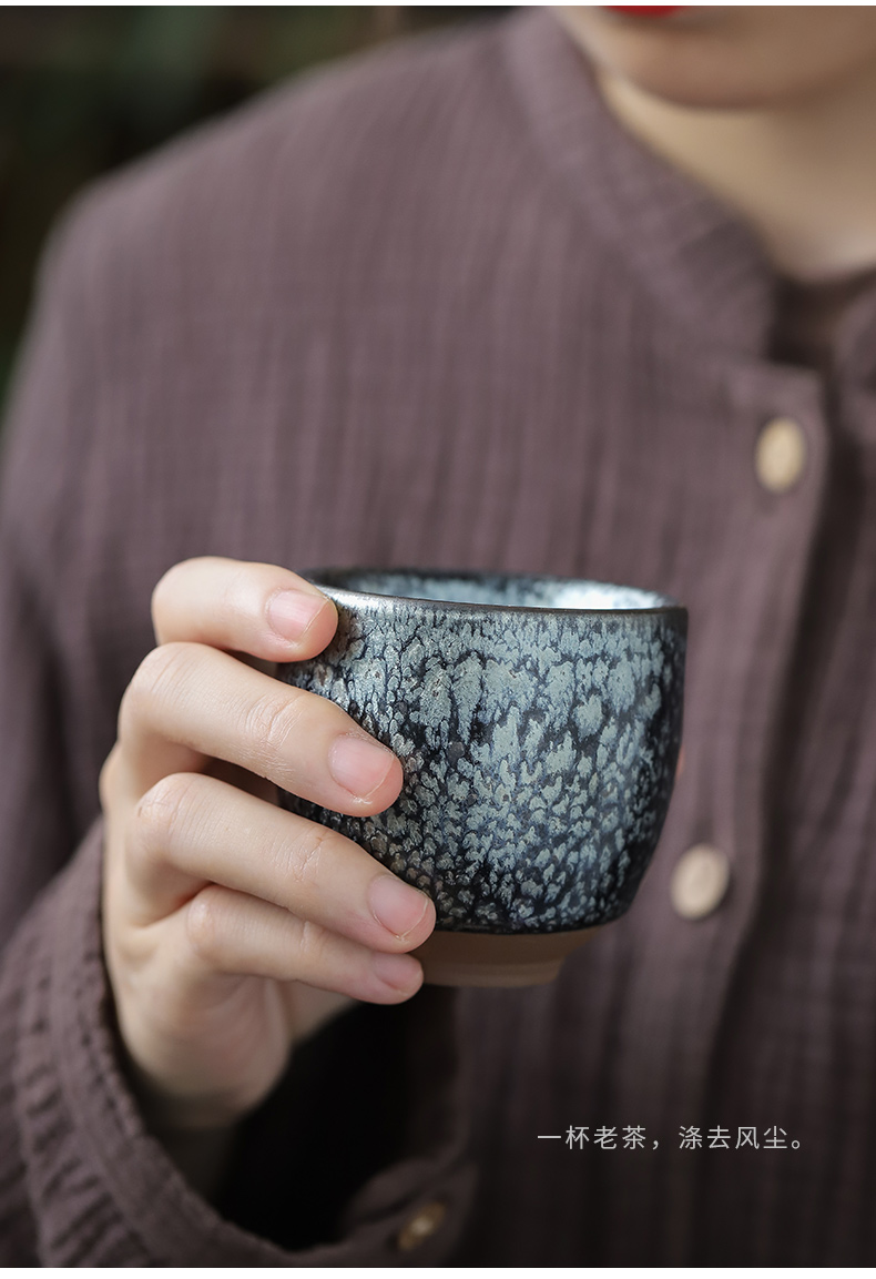 Jianyang undressed ore checking silver nano built one master personal kung fu tea cup, single glass ceramic cups to build one sample tea cup