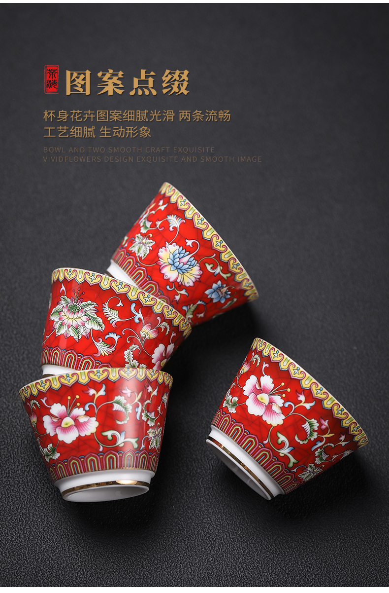 Colored enamel coppering. As 999 silver cup kung fu tea set sample tea cup of jingdezhen ceramic tea cup silver cup home