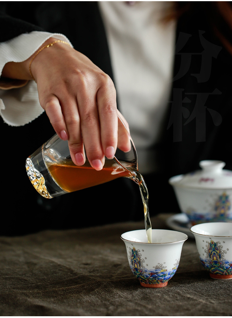 Colored enamel kung fu tea set gift tureen masters cup ceramic cups home office of a complete set of tea sets