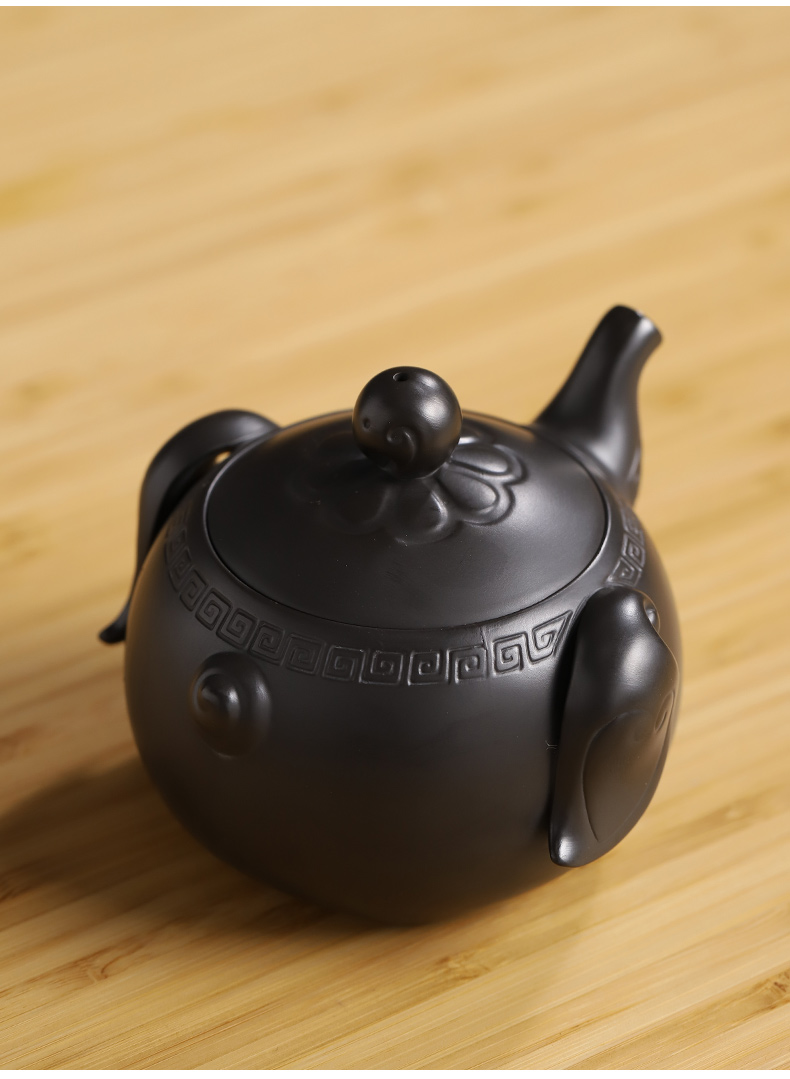 Undressed ore ceramic tea pot - kung fu tea set single pot black clay pot home side xi shi as the teapot hand grasp pot pot