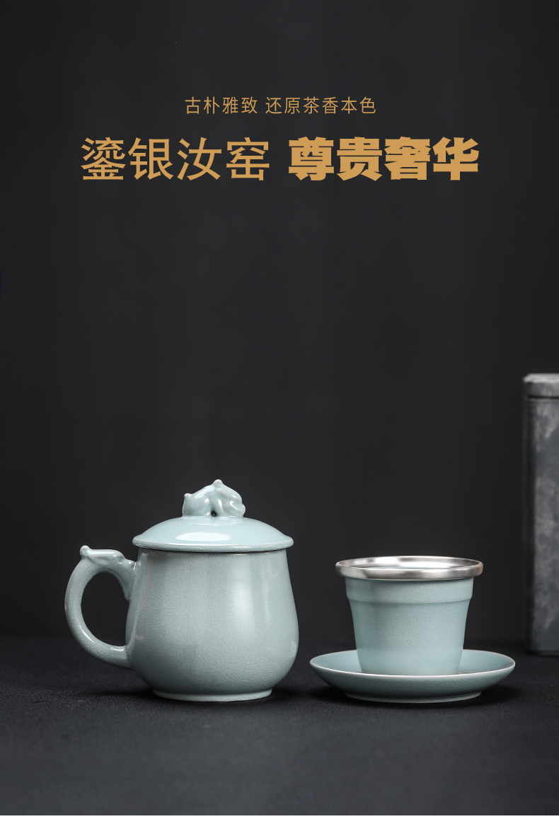 Azure office cup your up coppering. As 999 silver dragon Xiu cup tea cup silver cup 4 times jingdezhen ceramic cups