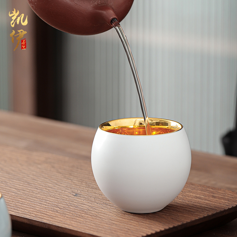 Gold light five ancient jun sample tea cup kunfu tea master of jingdezhen ceramic individual cup tea cup of Gold