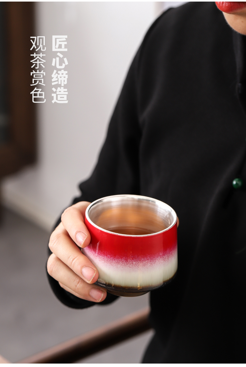 Up coppering. As 999 silver cup kung fu tea set sample tea cup individual household ceramics cup gradient master cup silver cup