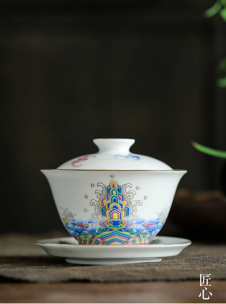 Colored enamel kung fu tea set gift tureen masters cup ceramic cups home office of a complete set of tea sets