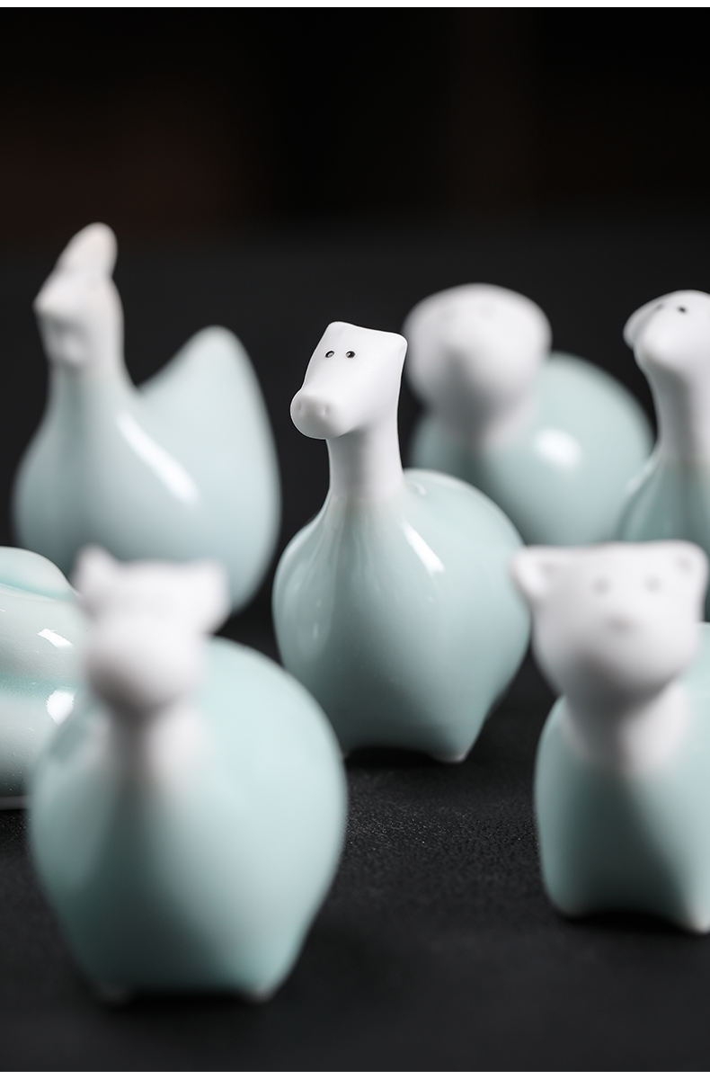 Kay celadon furnishing articles tea tea tea pet zodiac Q version to play chicken horses sheep rabbit cattle "household adornment furnishing articles