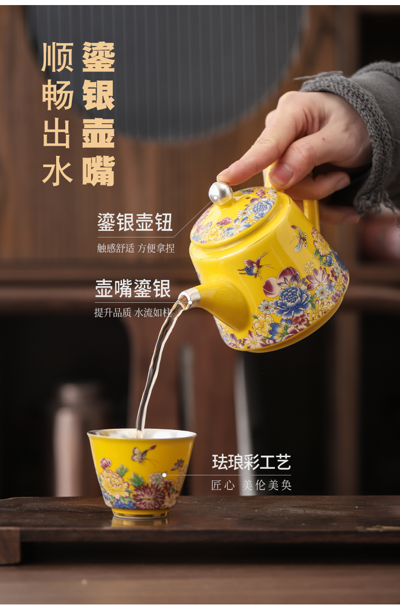 Tasted silver gilding kung fu tea sets jingdezhen ceramic tea set household teapot silver tureen gifts office tea cups