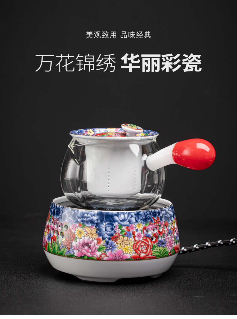 Flower is side the tea steamer coppering. As silver kung fu tea set of jingdezhen ceramic tea cup, office home