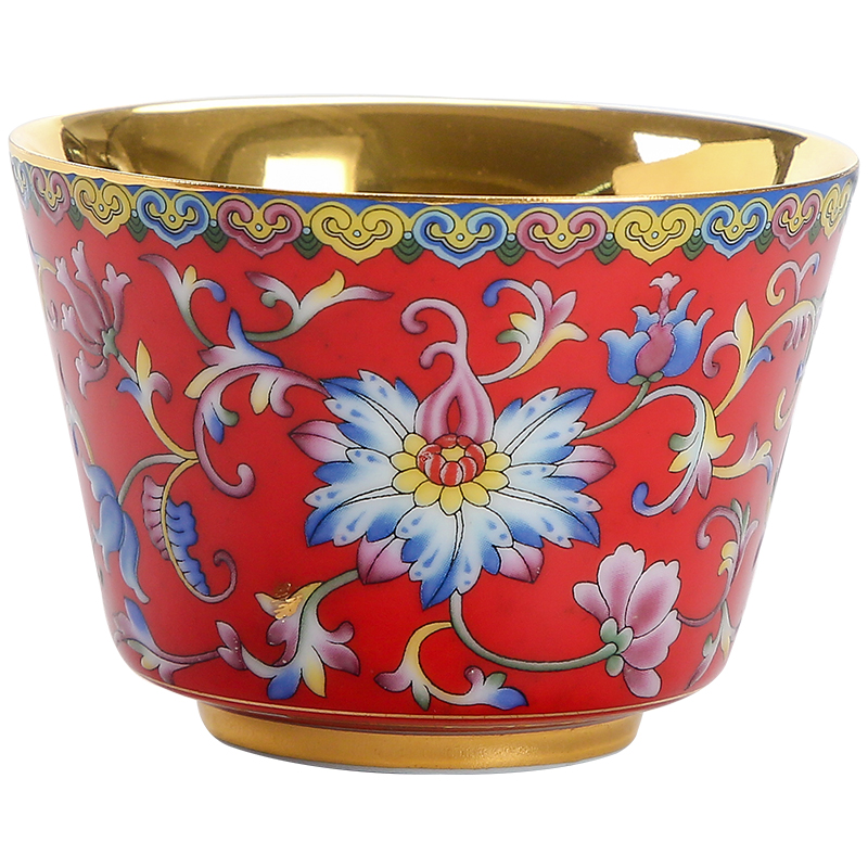 Colored enamel gold aloes cup sample tea cup kunfu tea master cup of tea tea cup single ceramic cups marigold