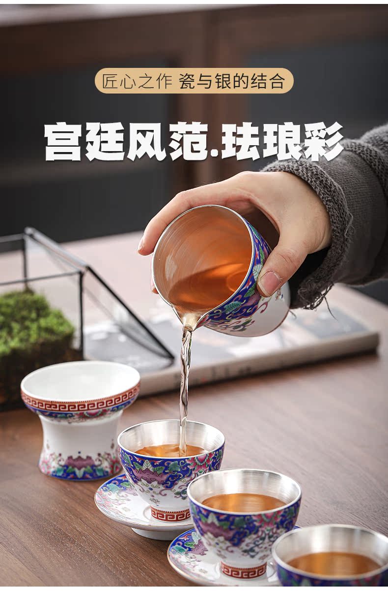 Colored enamel coppering. As silver 999 jingdezhen ceramic fair keller cup points have a cup of tea sea tea tea