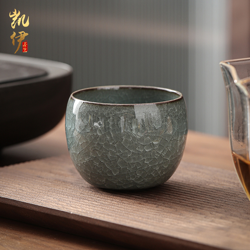 Zeng, Guangxu celadon ice to crack my heart light kung fu tea cup tea cup master cup of household ceramic sample tea cup individuals