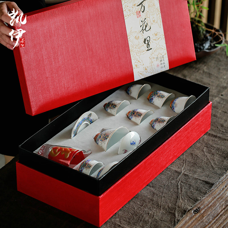 Colored enamel kung fu tea set gift tureen masters cup ceramic cups home office of a complete set of tea sets