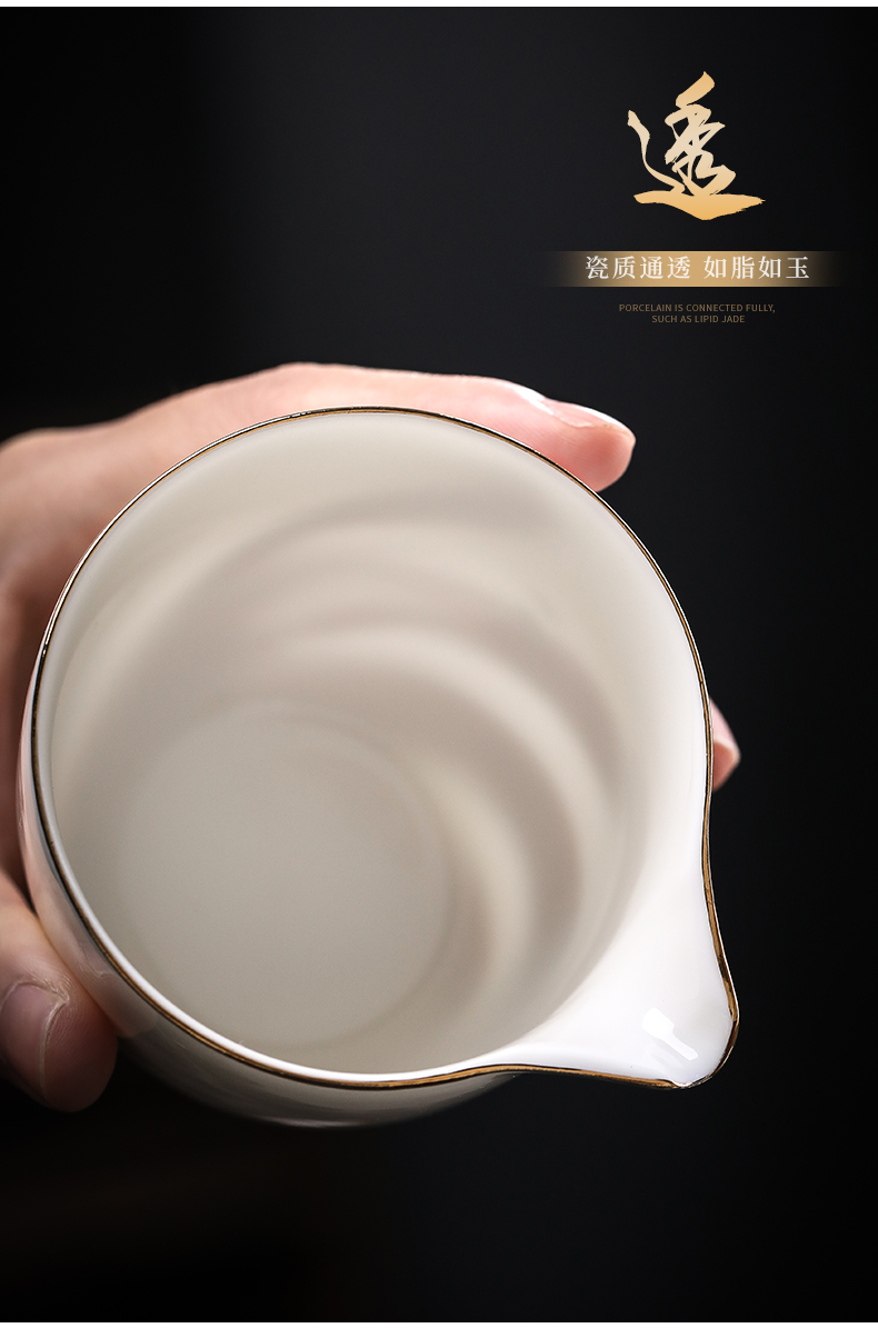 Kaolin white porcelain gift of kung fu tea set of a complete set of domestic Chinese wind contracted see colour set of ceramic tureen tea sets