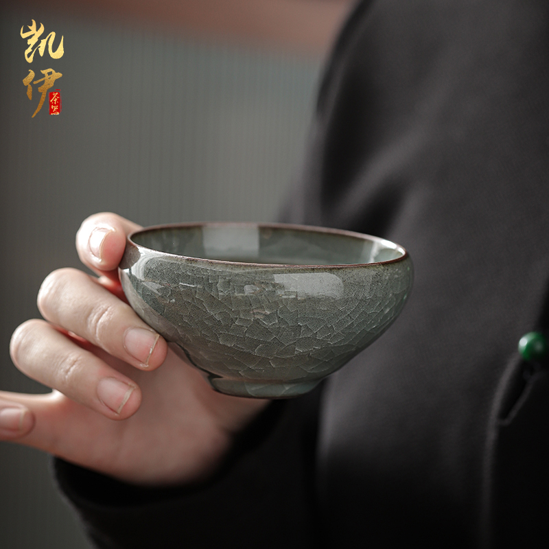 Zeng, Guangxu celadon ice crack pot lamp that kung fu tea cup tea cup master cup of household ceramic sample tea cup individuals