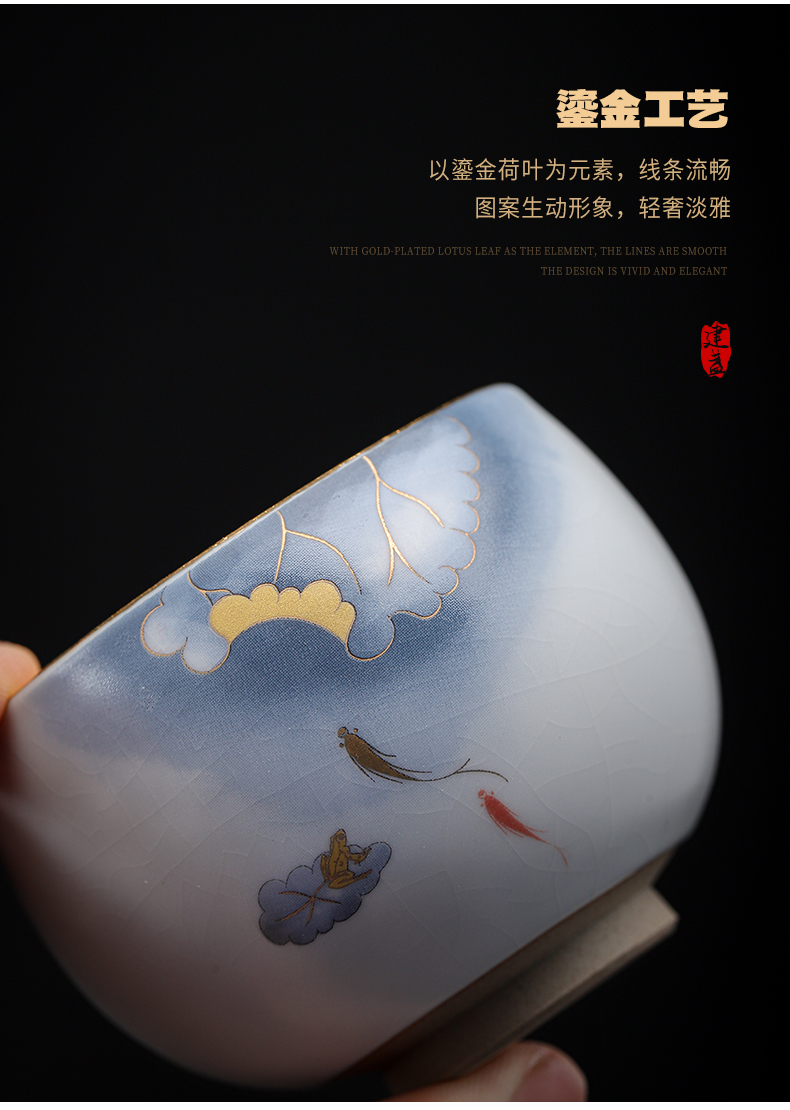 One auspicious lotus open your up can raise jinzhan cup kunfu tea master cup tea sample tea cup of jingdezhen ceramic cup