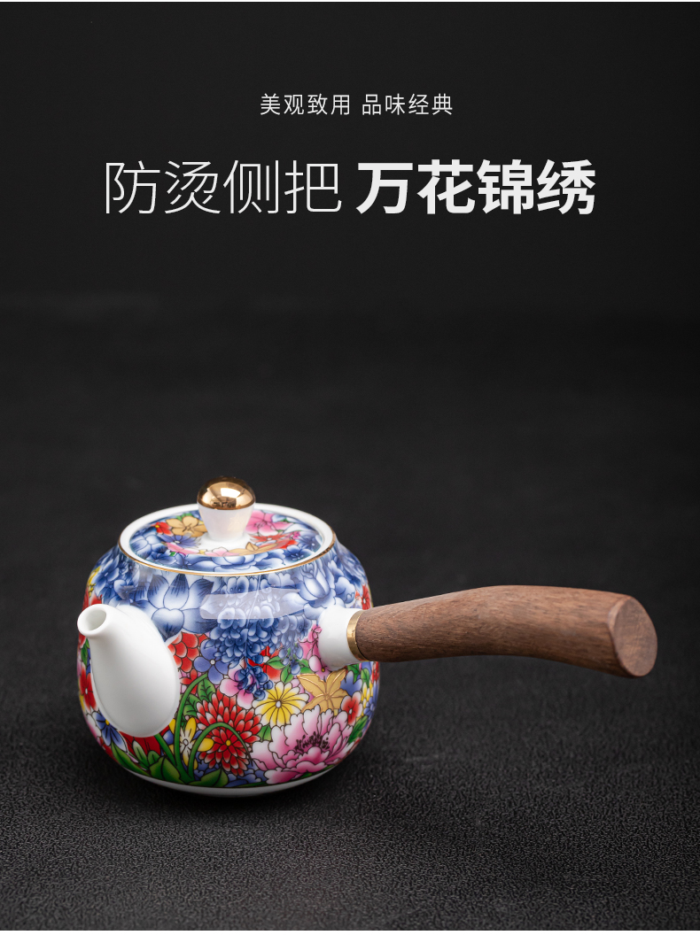 Flower embroidery colored enamel coppering. As silver tea set silver tureen of jingdezhen ceramic tea cup, office home