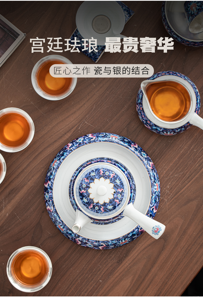 Colored enamel coppering. As silver lotus litres of kung fu tea set silver tureen jingdezhen ceramic tea cup silver cup