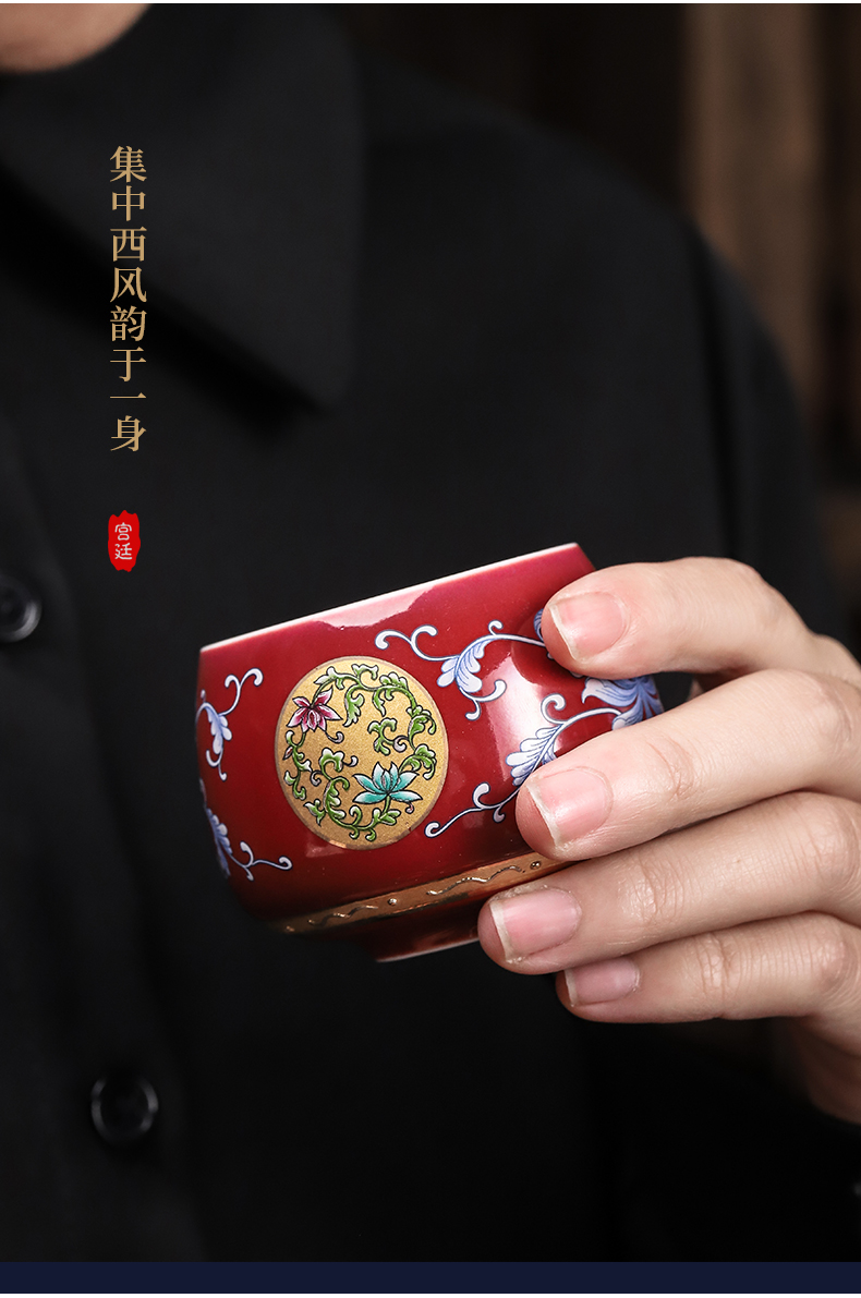 The see colour enamel tasted silver gilding kung fu tea sample tea cup meditation of jingdezhen ceramic silver cup tea master CPU