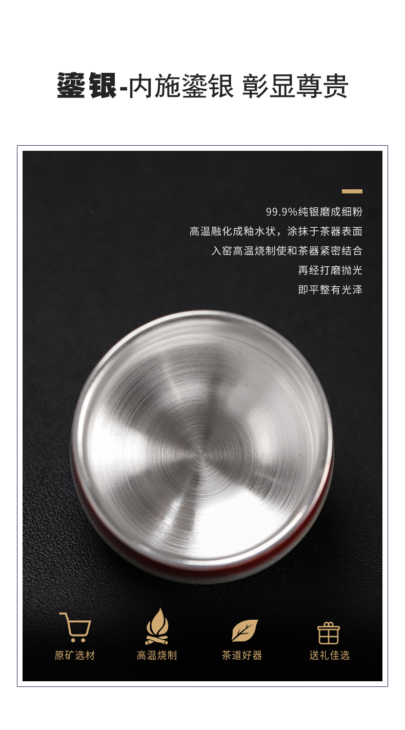 Up coppering. As 999 silver cup kung fu tea set sample tea cup individual household ceramics cup gradient master cup silver cup