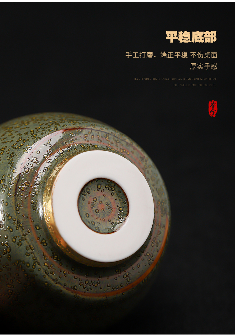 Temmoku up ceramic gold gold light kunfu tea sample tea cup cup tea cup master cup tea cup single CPU