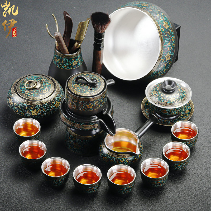 New coppering. As silver colored enamel lazy tea set household jingdezhen ceramic kung fu tea tea tureen the teapot