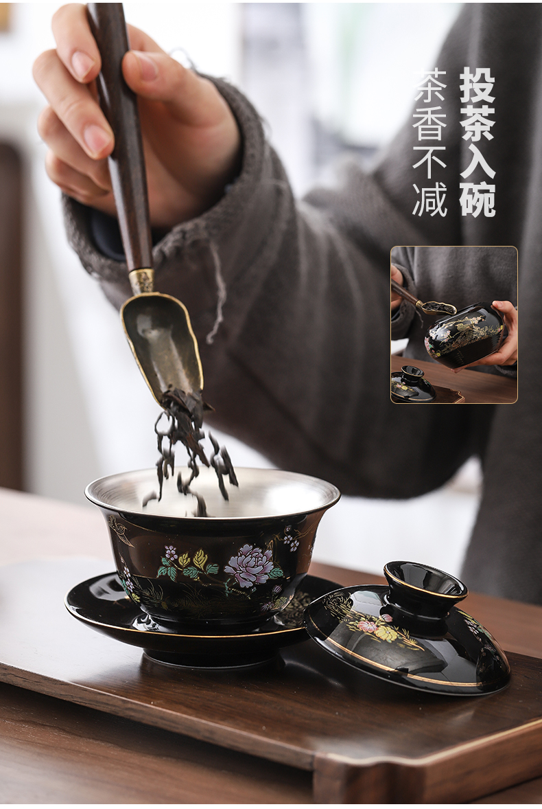 Tasted silver gilding kung fu tea set jingdezhen ceramic tea set home office tea tureen silver cup teapot