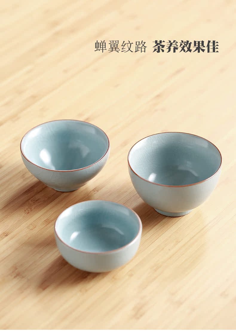 Ru up market metrix who cups sliced open your porcelain cups can raise kung fu tea set single glass ceramic large individual sample tea cup bowl