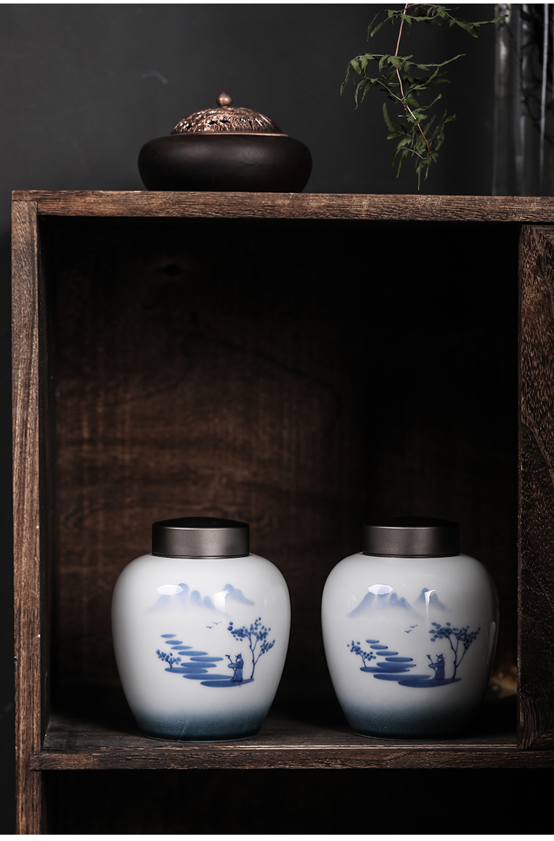 Hand - made up with caddy fixings seal pot home store receives tin cover your up cylinder tea tea box of jingdezhen ceramics