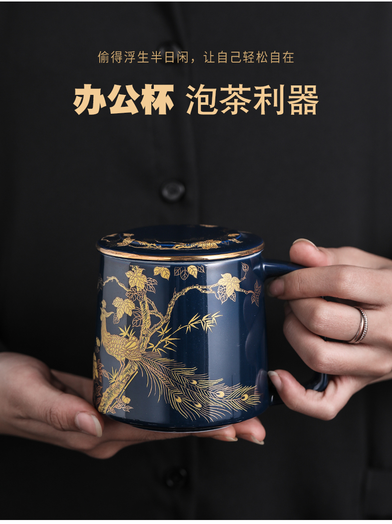 Tasted silver gilding kung fu tea set jingdezhen ji blue see colour tea tea set household ceramics office gift boxes