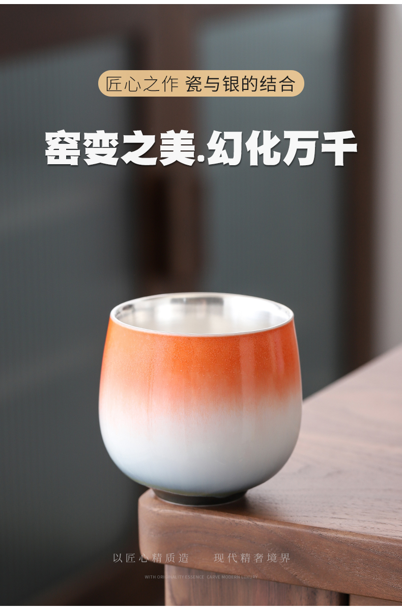 Up coppering. As 999 silver cup kung fu tea set sample tea cup individual household ceramics cup gradient master cup silver cup