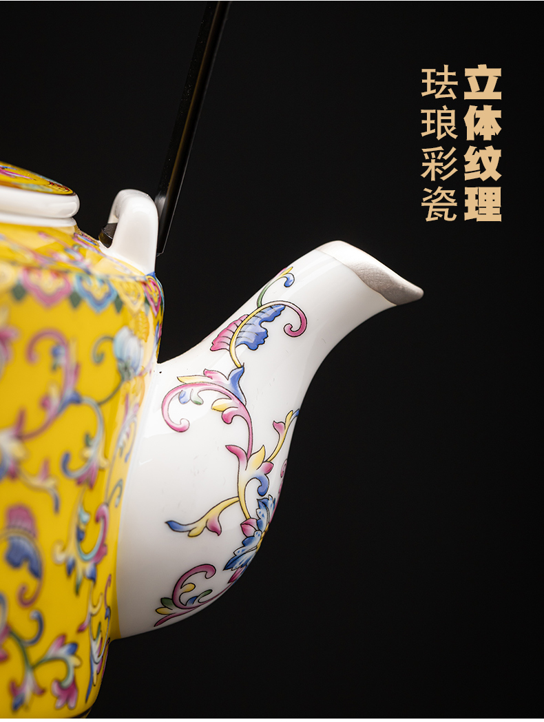 Pure color enamel trail pot coppering. As silver tea set large capacity girder silver pot of jingdezhen ceramic tea cups