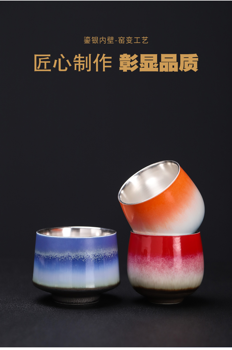 Up coppering. As 999 silver cup kung fu tea set sample tea cup individual household ceramics cup gradient master cup silver cup