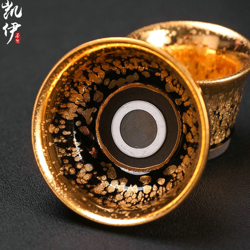 Build light tea strainer 24 k jinzhan ceramic filter separator gold oil droplets kung fu tea tea tea accessories