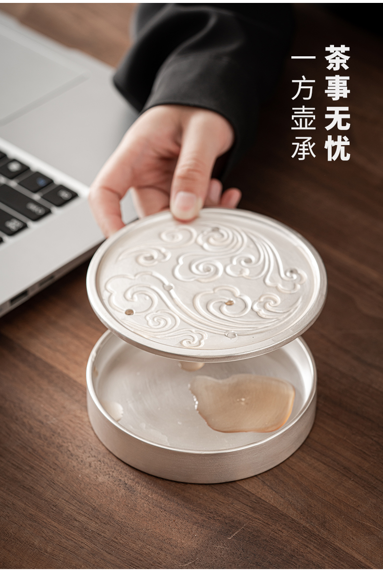 Tasted silver gilding longteng shengshi office cup purple sand tea separation of a large personal cup high - grade silver cup tea cups